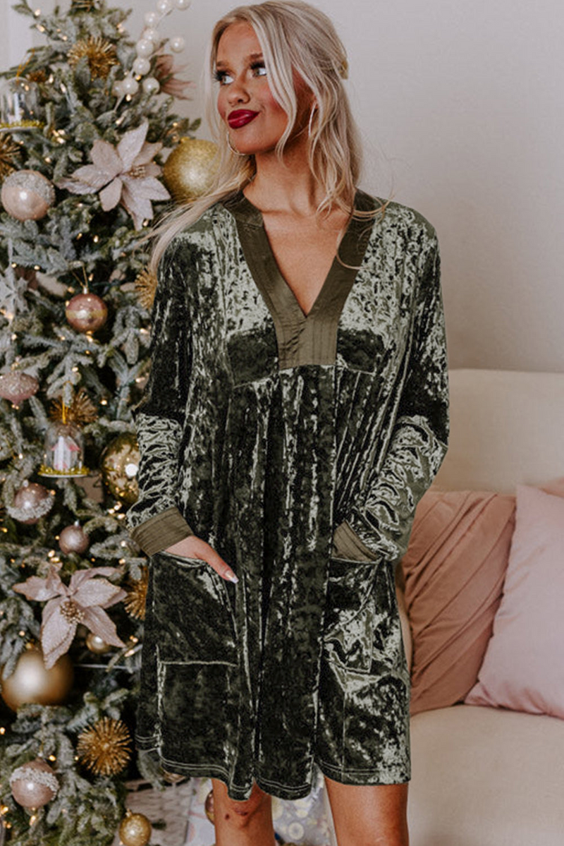 Elevate Your Style with the Jungle Green Velvet Dress