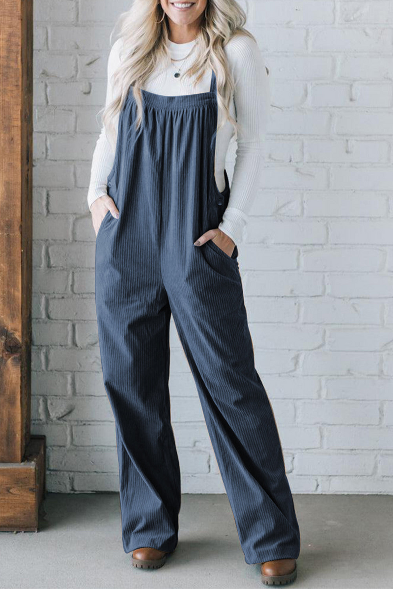 Elevate Your Style with the Real Teal Solid Pocketed Loose Fit Corduroy Overall