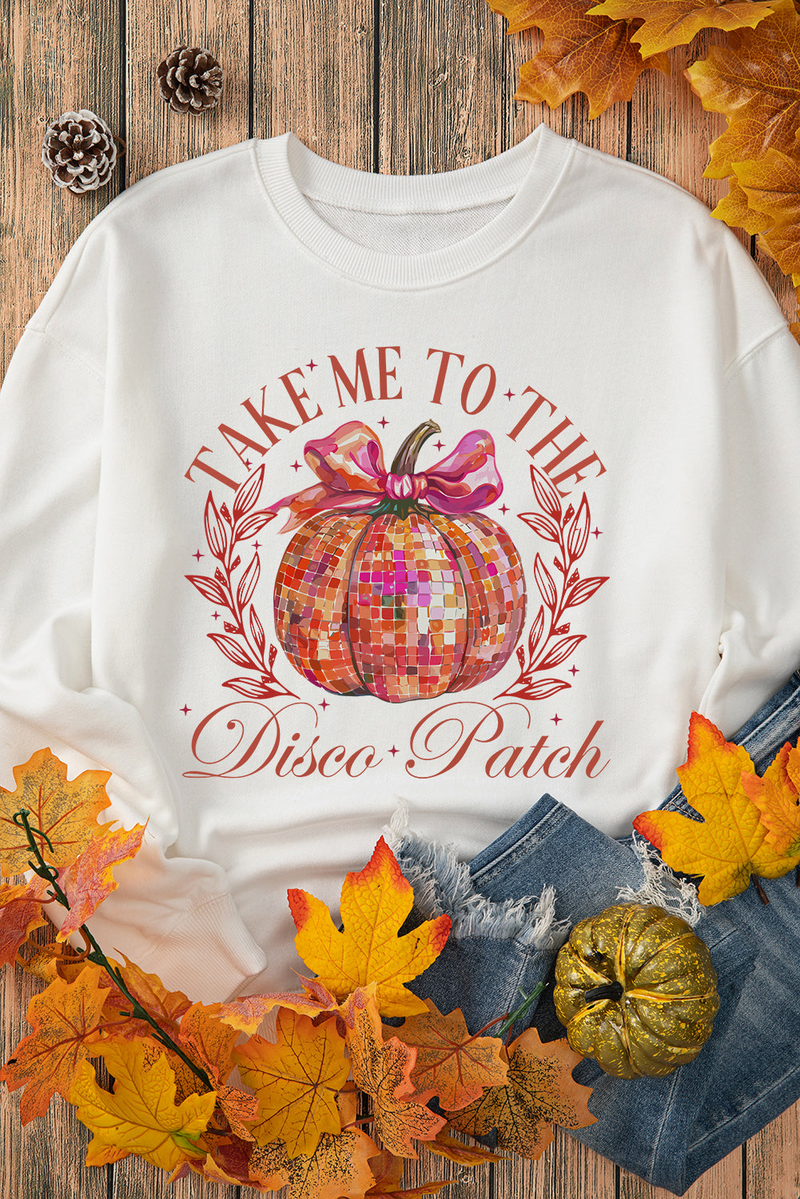 Embrace the Beige Halloween Disco Ball Pumpkin Pullover