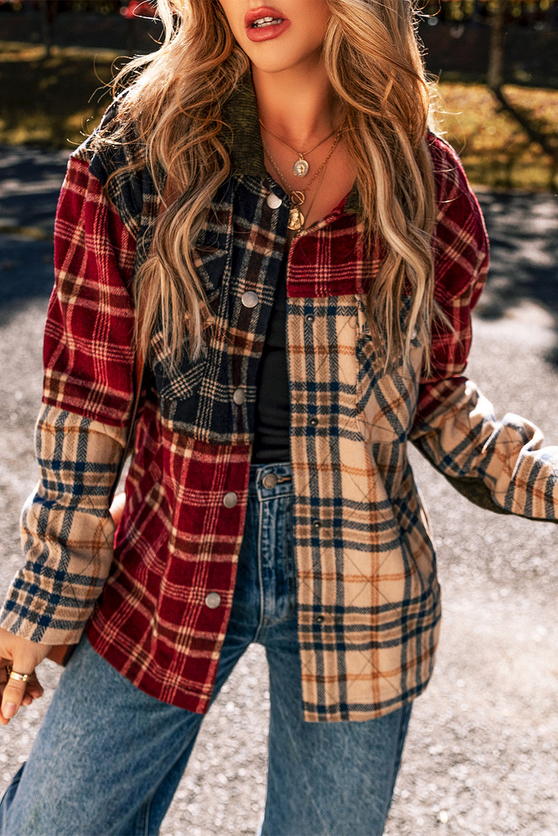 Embrace the Retro Charm with Our Mixed Plaid Patchwork Shacket