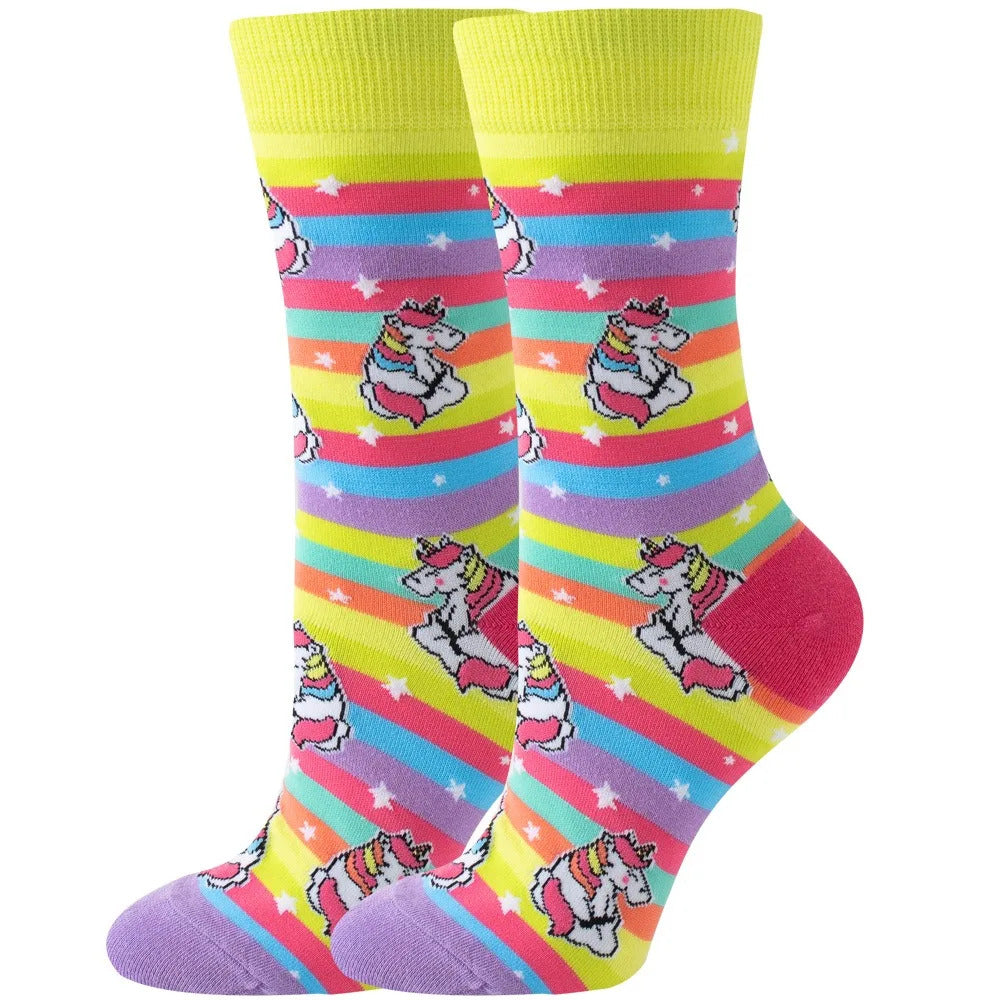 New Fashion Colorful Funny Happy Casual Women Socks Dress Harajuku Cute Animal Cartoon Men's Socks