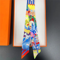 Luxury Design Horse Print Skinny Silk Ribbon Scarf Women5x85cm Hairband Soft Satin Female Foulard Floral Headband Bag Neck Ties