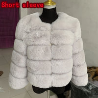 Women's Fashion faux fur coat super hot Autumn Winter women short Faux fox fur fluffy jacket high quality 7xl Ladies furry coats