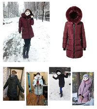 2024 Winter Women Parka Coats Long Cotton Casual Fur Hooded Jackets Thick Warm Slim-fit Jacket Female Overcoat Clothing