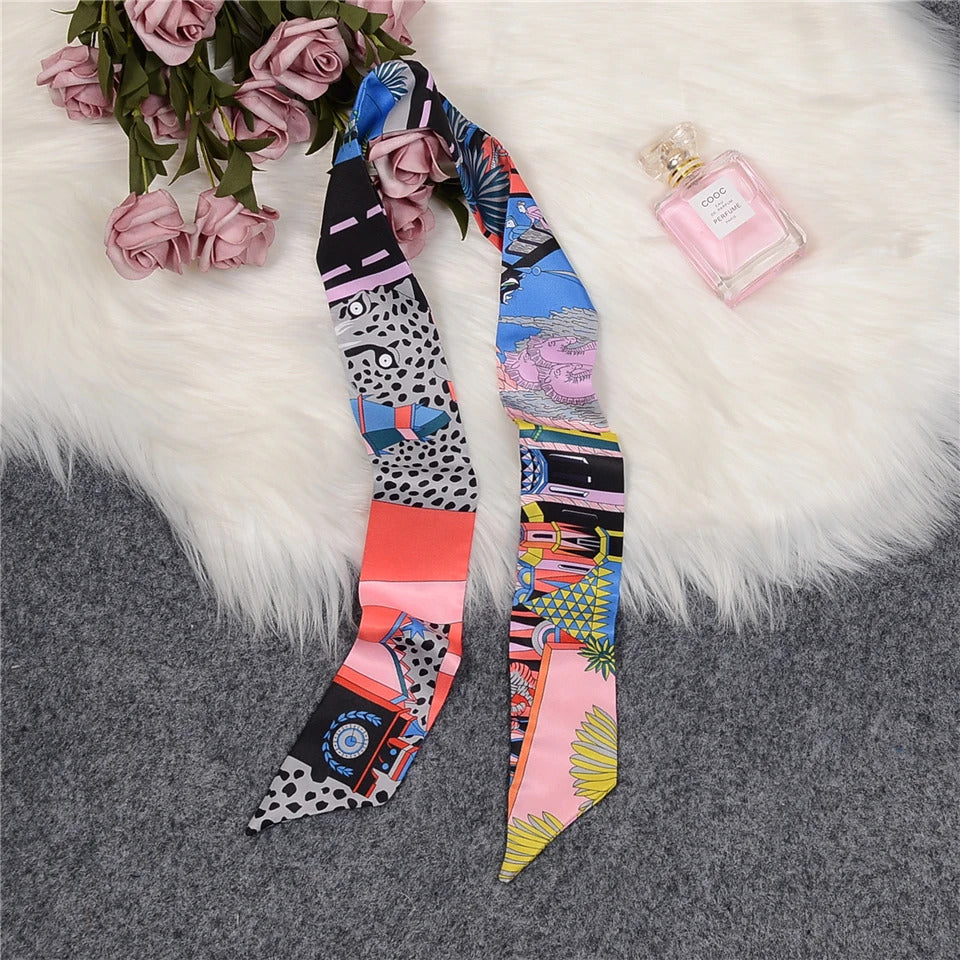 Horse Printing Bag Scarf 2024 New Small Skinny Silk Scarf Women Luxury Brand Foulard Women Tie Fashion Head Scarves For Ladies