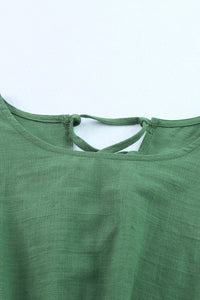 Green Bubble Sleeves Crop Top