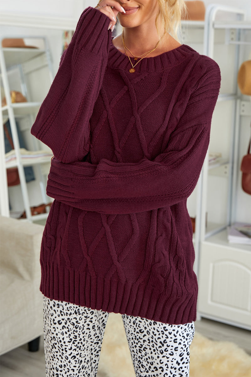 Wine Oversize Thick Pullover Sweater