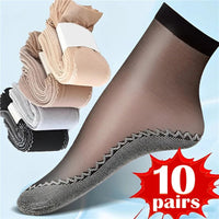 1/5/10pairs Womens Anti-Slip Socks ,Sweat Absorbing Cotton Bottom Velvet Socks, Ultrathin Breathable Summer Autumn Casual Sock