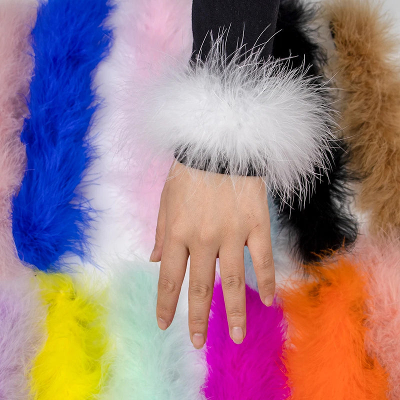 High Quality Real Fur Feather Cuffs Women's Summer Party Oversleeve with Feathers Fashion Ladies Feathers Cuff Snap on Wristband