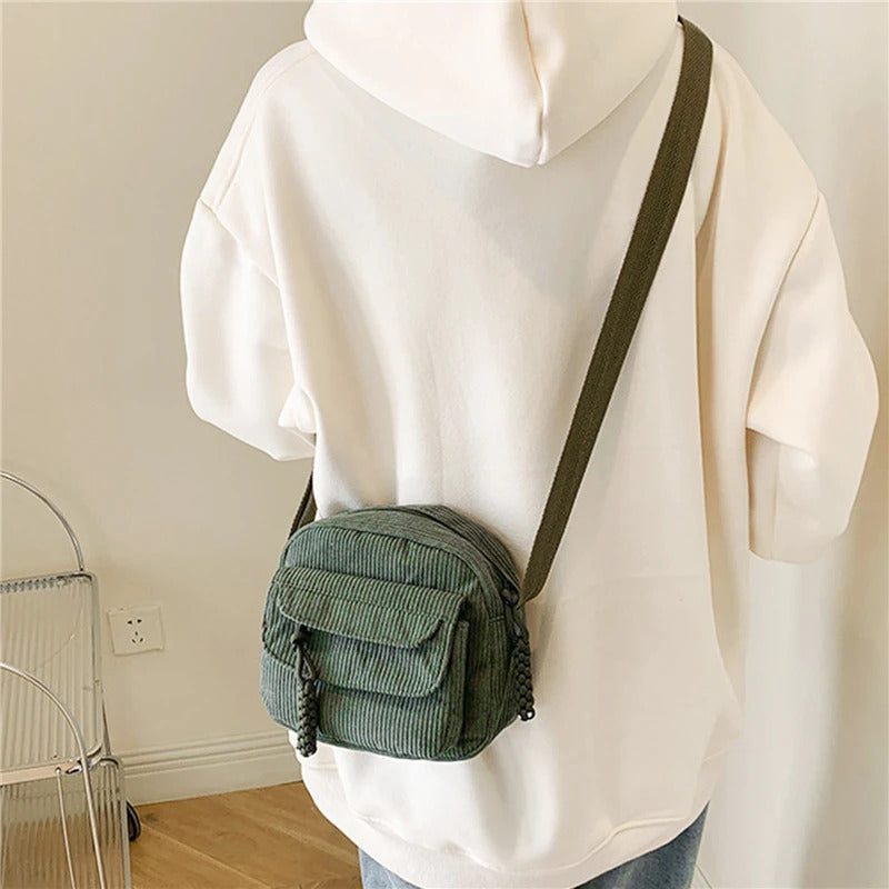 Corduroy Women's Small Shoulder Bag Teenager Girl Crossbody Bag Bolsa Cute Tote Student Street Korean Harajuku Messenger Bags