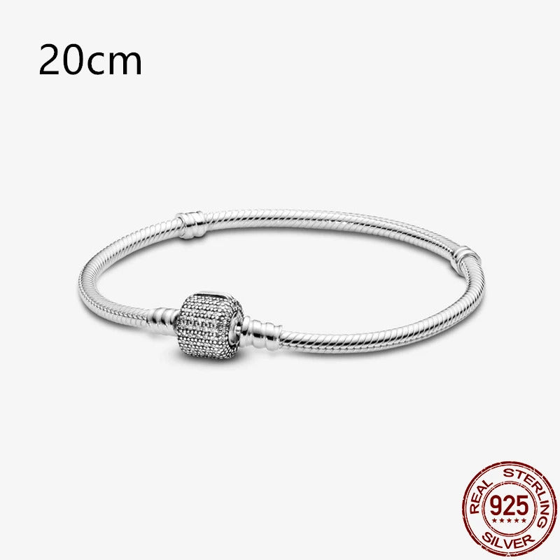 2024Hot Sale Heart Zircon Snake Chain Charm Beads Bracelet Women 925 Silver Original Pendant Bead DIY Jewelry Fine Festival Gift