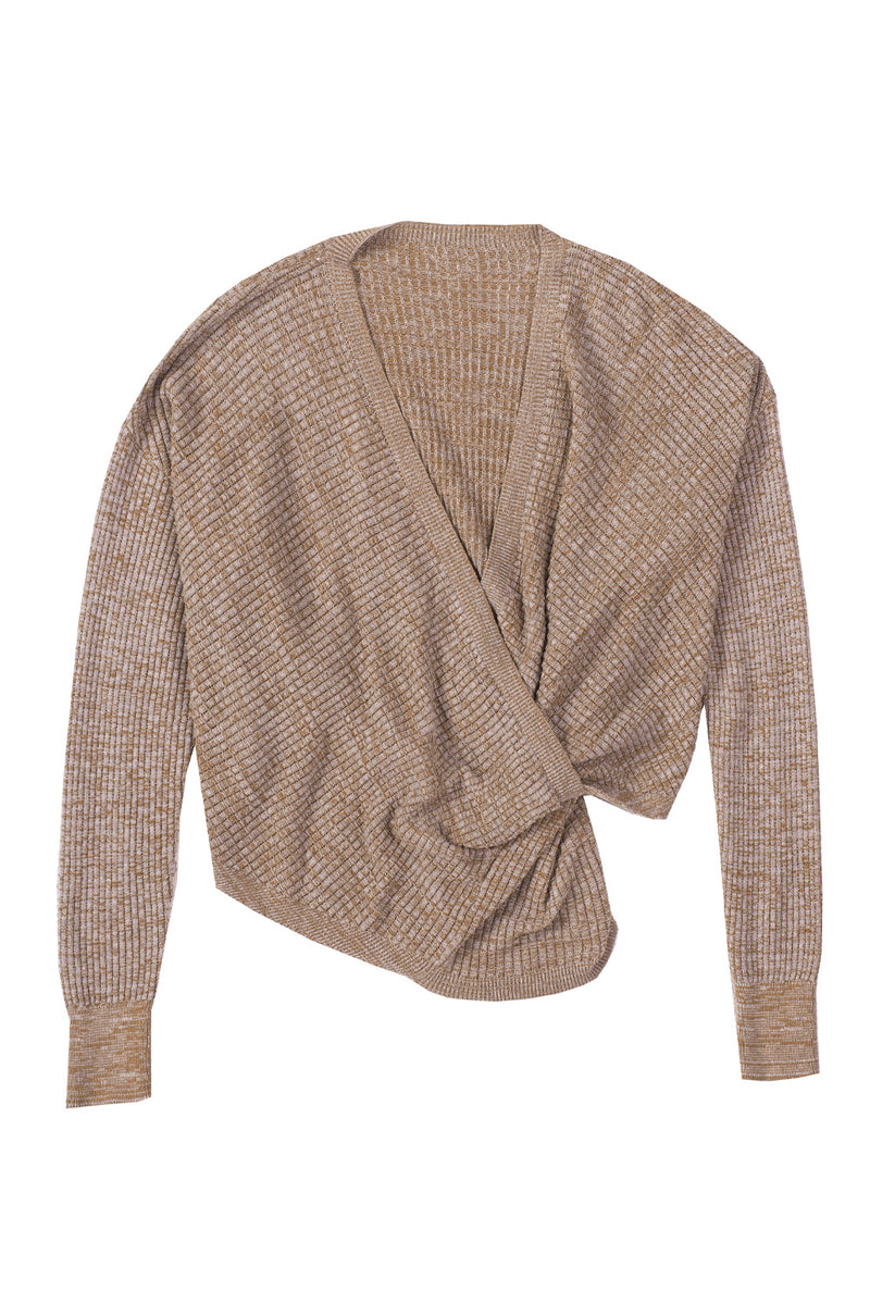 Khaki Black/Pink/Gray/Khaki/Apricot  Wrap V Neck Waffle Sweater