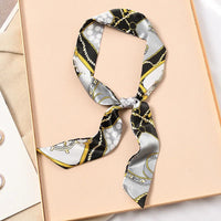 Skinny Silk Scarf Hair Strip Silk Ribbon Small Neck Scarves Bag Handle Ribbon Scarf Kerchief Ladies Ribbon Hair Band Small Scarf