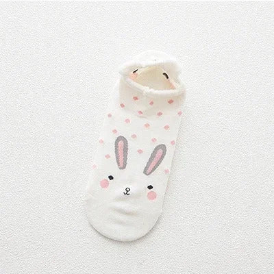 Kawaii Harajuku Cartoon Women Socks Cotton Invisible Sock Cute Animal Stereo Ear Girl Ankle Funny Breathable Socks Calcetines