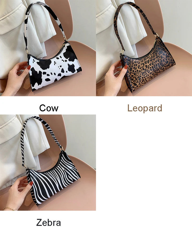 Summer New Shoulder Bags for Women High Quality Zebra Underarm Handbags PU Leather Leopard Armpit Purse Bag