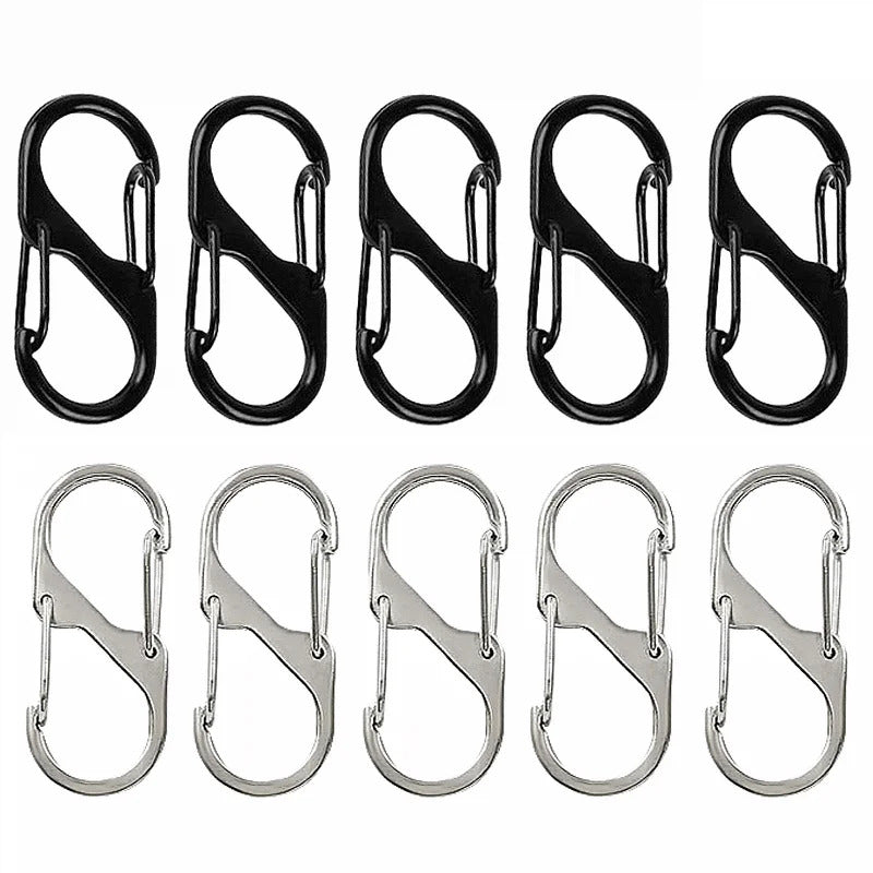 10pcs, Metal Lock Clip Keychain, S Shaped Alloy Hanging Buckle For Outdoor Camping Hiking Travel