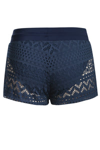 Blue Lace Shorts Attached Swim Bottom