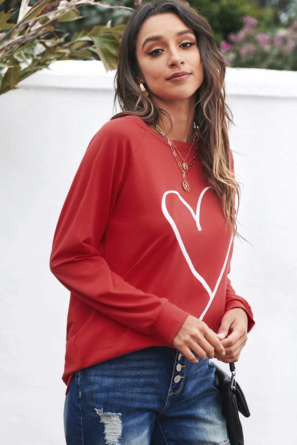 Fiery Red Simple Heart Graphic Valentine's Sweatshirt