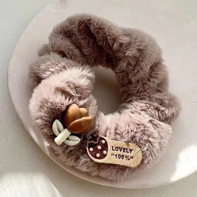 Autumn and Winter Gentle Knitted Wool Bow Hair Rope Girl's Sweet and Versatile Large Hair Ring Head Rope Hair Rubber Band