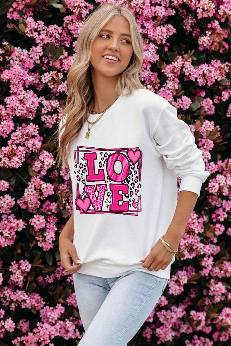 Beige Sweet LOVE Valentines Graphic Sweatshirt