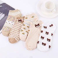 1-5Pairs Cotton Short Sock Cartoon 3D Cat Puppy Dog Animal Socks Harajuku Kawaii Women Girls Anklet Socks Breathable Casual Sox