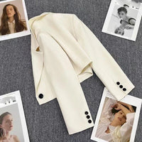 Women's Cropped Blazers Jackets New 2024 Korean Fashion Button Up Long Sleeve Suit Coat Woman Casual All Match Short Blazer Lady