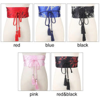 Fashion Floral Printed Luxury Bowknot Kimono Belt Wide Waist Band Corset Cummerbands Corset Waistband