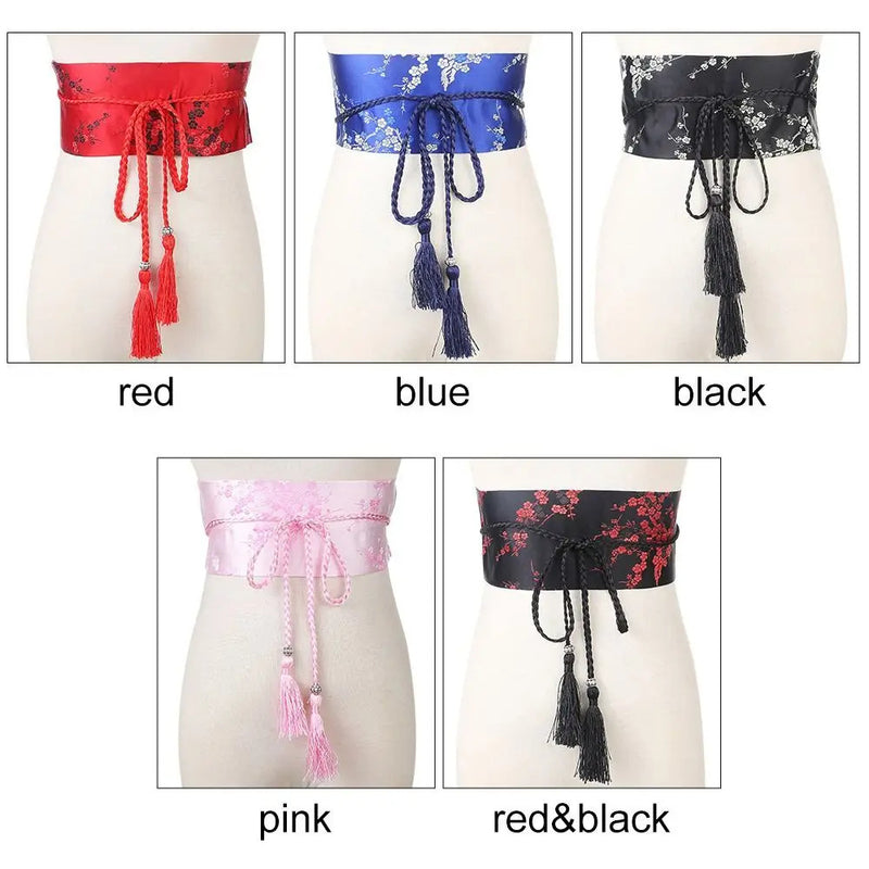 Fashion Floral Printed Luxury Bowknot Kimono Belt Wide Waist Band Corset Cummerbands Corset Waistband