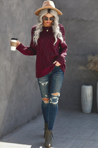 Wine Oversize Thick Pullover Sweater