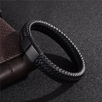 Black PU Leather Magnetic Bracelet Men's Mature and Stable and Elegant Giving Men The Best Gift for Men