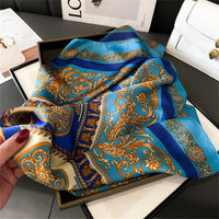 2024 New Fashion 70X70cmPrinted Women's Scarf Pashmina Silk Scarf Square Shawl Decorative Headband Neck Luxury Design Bandana