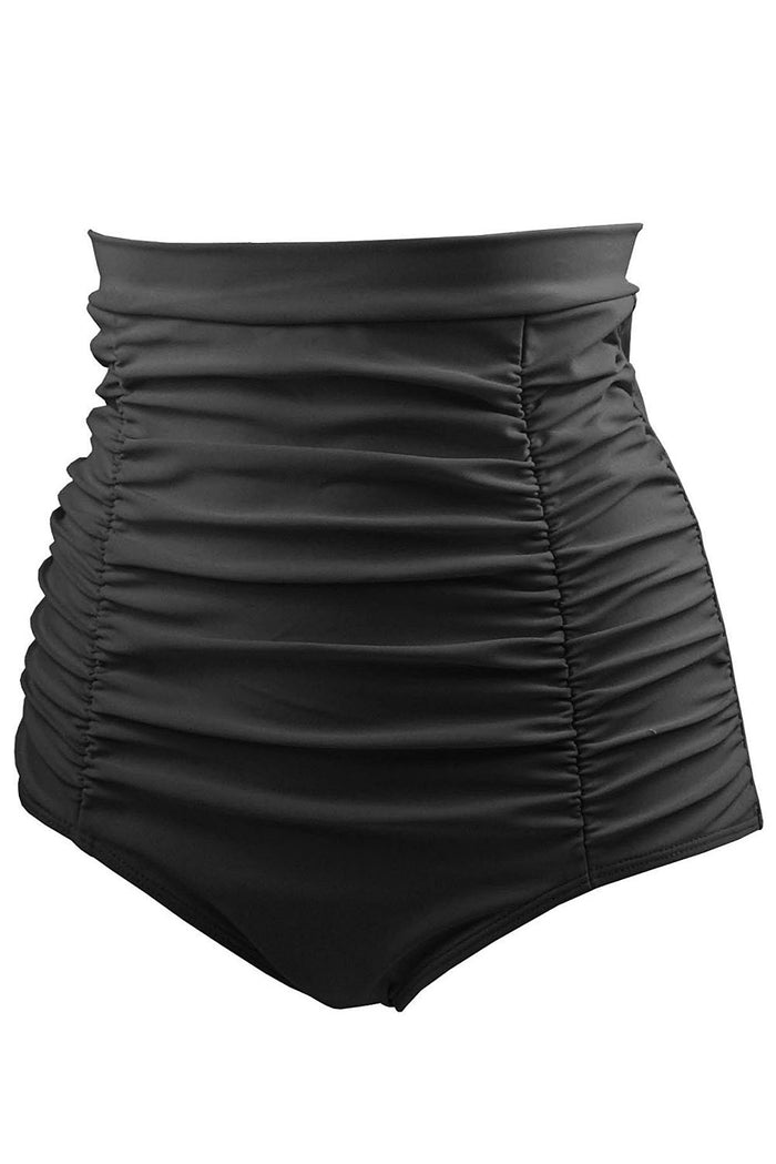 Black Retro High Waisted Swim Short