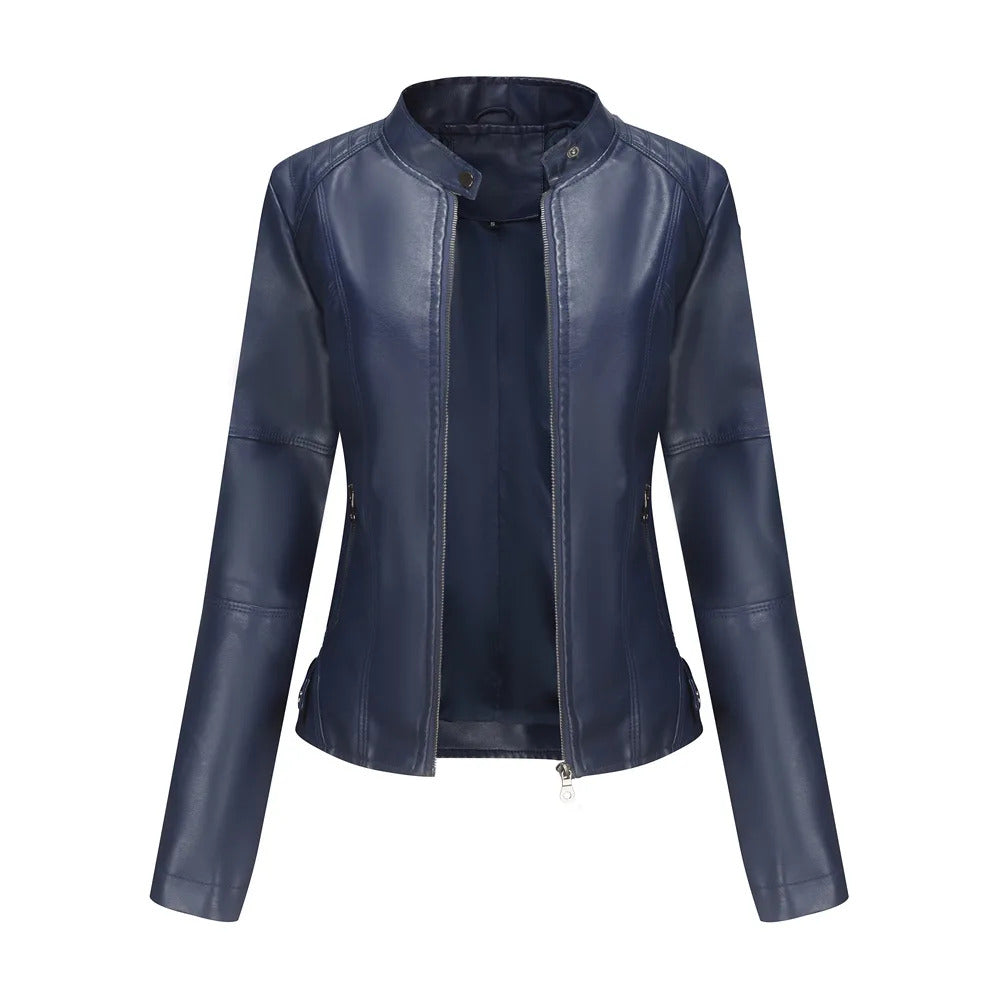 Leather coat  spring women leather jacket slim motorcycle clothing  Zipper fashion jackets and coats black high-quality clothing