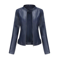 Leather coat  spring women leather jacket slim motorcycle clothing  Zipper fashion jackets and coats black high-quality clothing