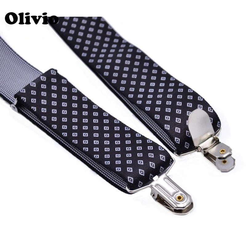 Heavy Duty Big Suspenders for Men Adjustable Elastic X Back Pants Women Suspender for Trousers Braces Straps  clips letter black