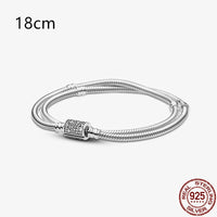 2024Hot Sale Heart Zircon Snake Chain Charm Beads Bracelet Women 925 Silver Original Pendant Bead DIY Jewelry Fine Festival Gift