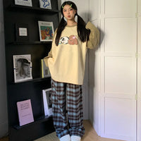 Spring and Autumn New Ladies Ins Style Pajamas Homewear Set Girls Students Korean Sweet Pajamas Loose Pajamas Homewear Set