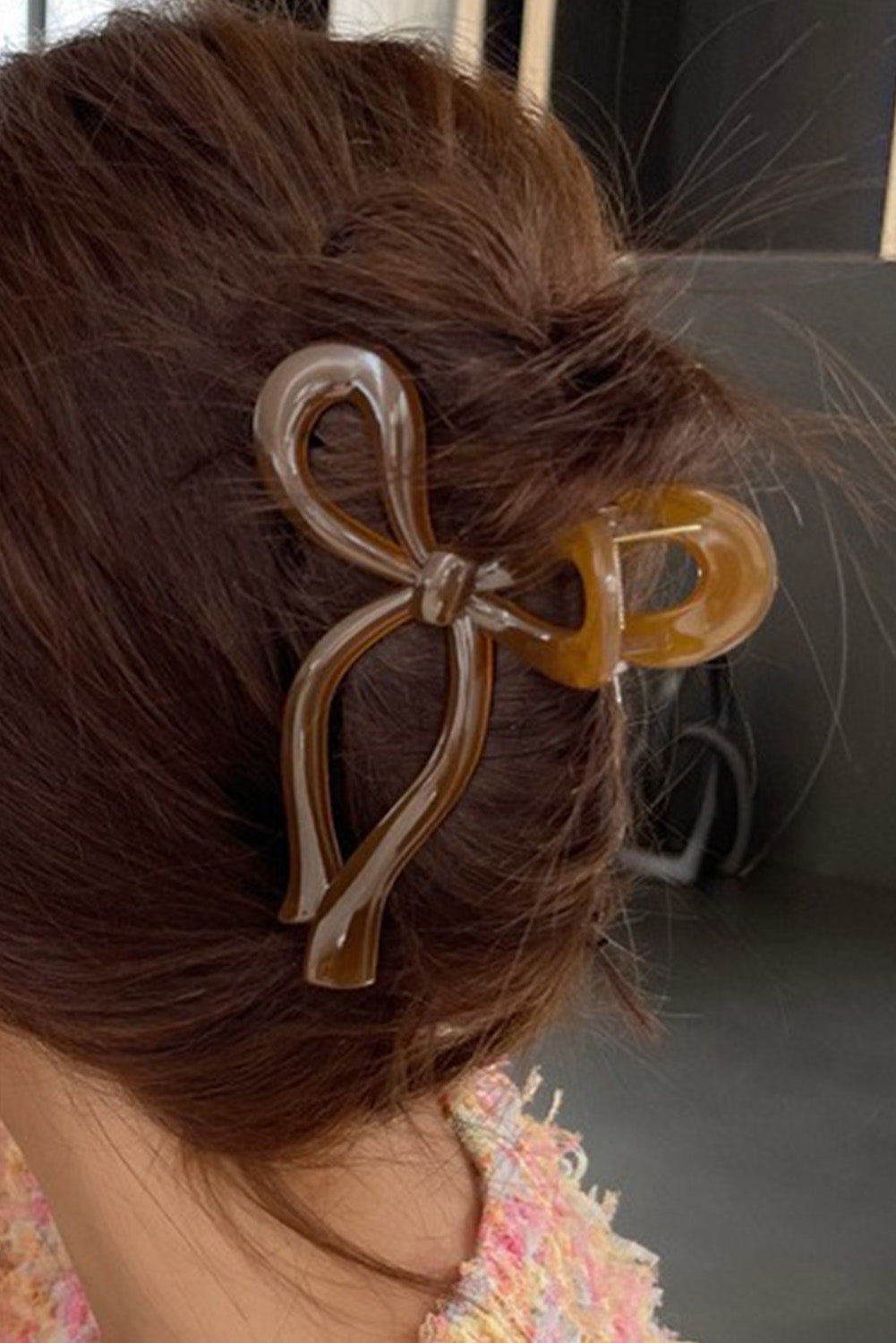 Coffee Long Tail Bow Knot Shape Claw Clip