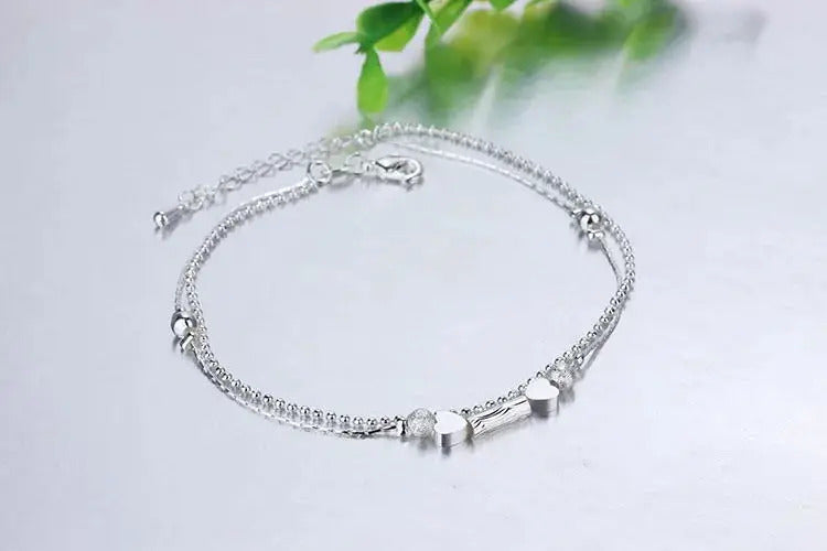 100% 925 Sterling Silver Snake Chain Pearls Anklets For Women Fashion Silver 925 Jewelry Wholesale DA387