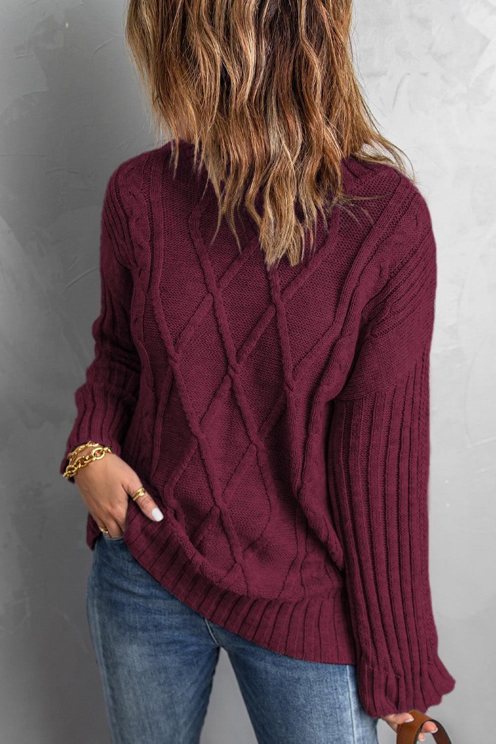 Wine Oversize Thick Pullover Sweater