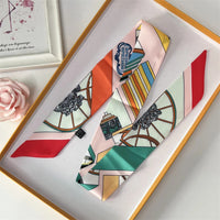 2022 Luxury Silk Scarf Slim Hair Accessories Fashion Bag Handle Ribbon Ladies Horse Print Headband Belt Ladies Fall New 60SKU