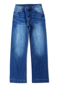 Blue High Rise Wide Leg Jeans