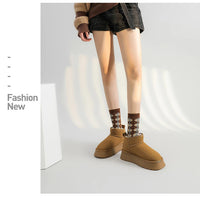 Luxury Winter Women Short Plush Warm Snow Boots Casual Shoes New Suede Fur Chelsea Ankle Boots Flats Platform Ladies Shoes