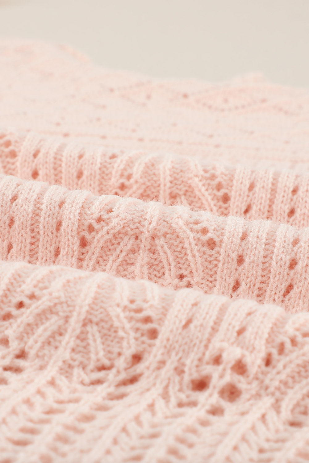 Pink Solid Drop Shoulder Knit Sweater