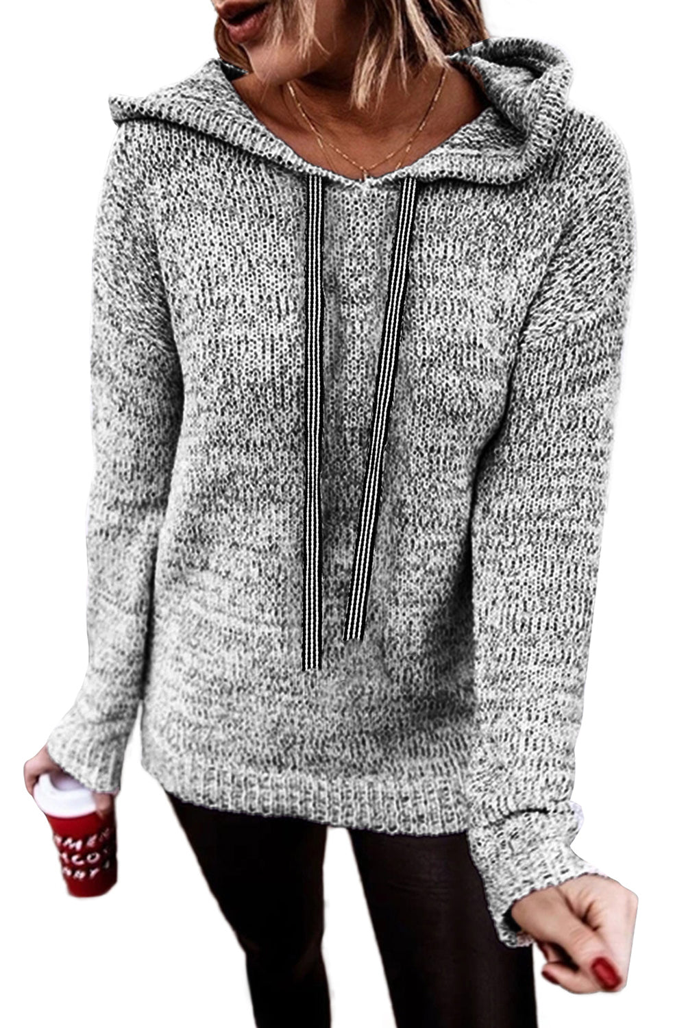 Grey Pullover Hooded Sweater