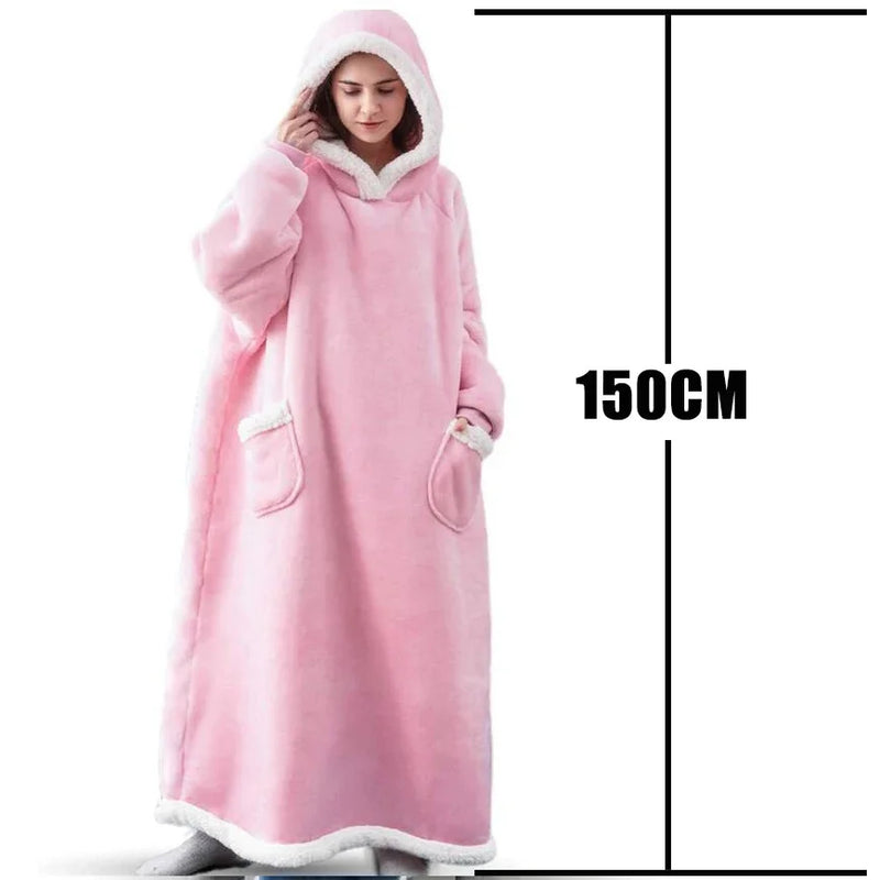 Winter Hoodies Sweatshirt Women Men Pullover Fleece Giant TV Oversized Blanket with Long Flannel Sleeves