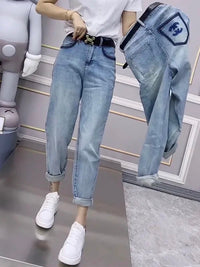 Women's Jeans Spring Fall 2024 New Harem Pants Fat Mm High Waist Slim Stretch Women's Pants Trend Y2k