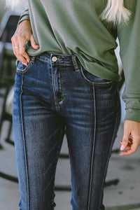 Blue Seamed High Waist Skinny Fit Jeans