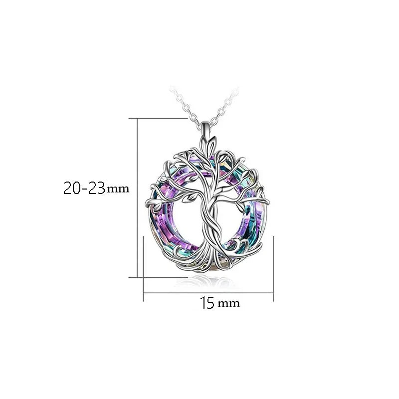 Exquisite Tree Of Life Necklaces Celtic Family Tree Necklace With Circle Crystal Jewelry Gifts For Women Girls Mom Birthday