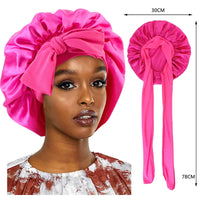 New Satin Sleeping Cap For Women Solid Wide Band Stretch Head Tie Silky Bonnet Edge Wrap Nightcap Hair Care Shower Head Cover